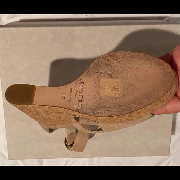 JIMMY CHOO Nude Cork Wedge - Picture 8 of 8